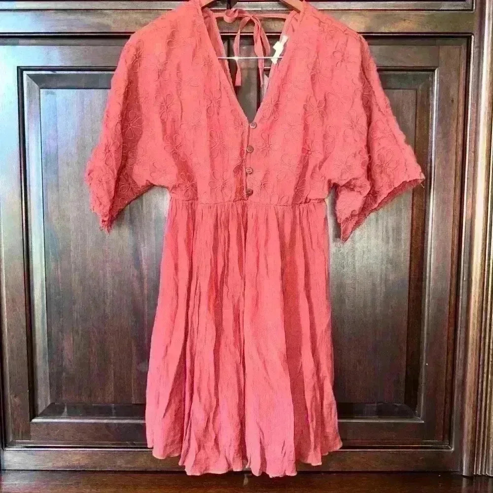 Boho Rebellion Red Floral Dress Size M - Picture 1 of 9